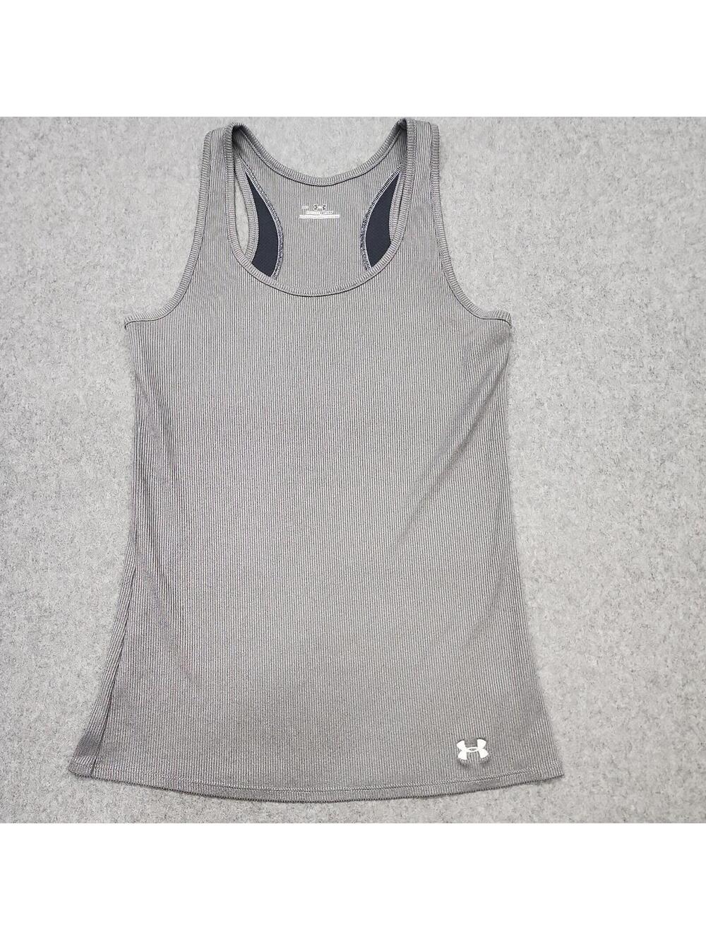 Under Armour Tank Top Womens Medium Fitted Gray Ribbed Sleeveless Activewear Gym